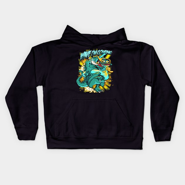 alligator with swimming gear Kids Hoodie by MuftiArt